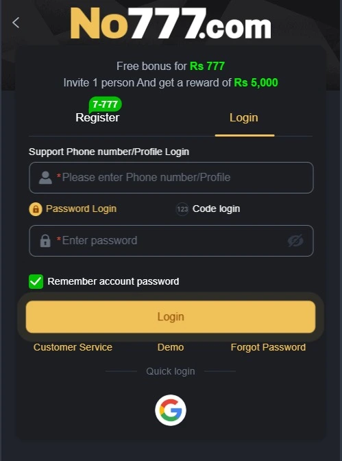 No777 Game Login